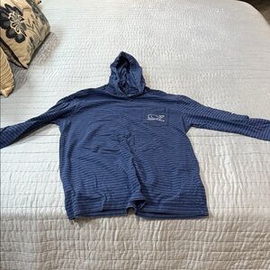 Vineyard Vines Blue Striped long sleeve Cotton t-shirt with hoodie